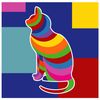 Legendarte - Cuadro Lienzo, Impresión Digital - Gato En Color - Decoración Pared Cm. 60x60