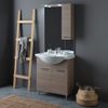 Conjunto De Baño De Pie 75cm Roble Natural Con Lavabo, Espejo Y Mueble Alto Rimini