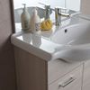 Mueble Baño 75cm 2 Puertas Roble Gris, Lavabo, Espejo Y Mueble Alto Rimini