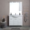 Mueble De Baño De Pie 105cm 3 Puertas Roble Blanco, Espejo Con Mueble Alto Rimini