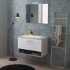 Mueble Baño Suspendido Lotto 80cm Roble Gris Con Frente Blanco Y Lavabo Encima