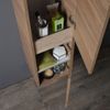 Mueble De Baño Con Encimera De 90 Cm, Lavabo De Apoyo Redondo, Columna De Roble Natural | Valentina