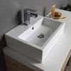 Mueble De Baño 180cm, 2 Cajones De Roble Natural, Encimera Blanca, Lavabo De Diseño, Espejo Y Armario Colgante | Valentina