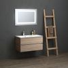 Mueble De Baño Suspendido De 90 Cm Y Lavabo Con Bañera Izquierda Y Espejo Con Luces Led | Valentina