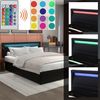 Cama Con Arcón Led 140x200cm Polipiel - Negro (armazón De Cama Con Almacenaje)