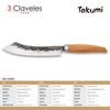 3 Claveles Japones - Cuchillo Cocinero 20 Cm De Acero Forjado Con Hoja Martilleada