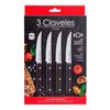 3 Claveles Eos - Set De 4 Cuchillos Chuleteros 11.5 Cm En Acero Inoxidable