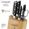 3 Claveles Toledo - Juego De 5 Cuchillos Cocina Ash Forjados A Mano