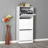 Mueble Zapatero Con Tres Cajones Abatibles 121x51x26 Cm (blanco)(121x51x26 Cm)