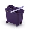 Mery, Set Cubo+fregona+palo, Cubo Escurridor Automático Con Ruedas, Morado, 14l, Fregona Microfibra Absorbente, Palo Telescópico