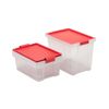 Tatay -set 3 Cajas De Ordenación Multiusos Medianas 100% Reciclable. Tapa Abatible. Rojo
