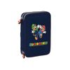 Super Mario Bros - Estuche Escolar Niño, Estuche Con Colores, Con 28 Útiles Incluidos, Ideal Para Niños De 5 A 14 Años, Cómodo Y Versátil, Calidad Y Resistencia, 12.5x4x19.5 Cm, Color Azul Marino