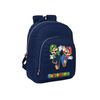 Super Mario Bros - Mochila Escolar Adaptable A Carro, Mochila, Ideal Para Niños De Diferentes Edades, Cómoda Y Versátil, Calidad Y Resistencia, 32x15x42 Cm, Color Azul Marino