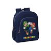 Super Mario Bros - Mochila Escolar Niño, Mochila Infantil, Adaptable A Carro, Ideal Para Niños En Edad Escolar, Cómoda Y Versátil, Calidad Y Resistencia, 32x12x38 Cm, Color Azul Marino