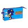 Sonic - Portatodo Triple, Estuche Infantil, Estuche Niño, Ideal Para Niños En Edad Escolar, Cómodo Y Versátil, Calidad Y Resistencia, 22x3x12 Cm, Color Azul