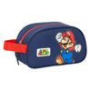 Super Mario World - Neceser Escolar Infantil Mediano Con Asa, Neceser Infantil, Adaptable A Carro, Fácil Limpieza, Cómodo Y Versátil, Calidad Y Resistencia, 26x12x15 Cm, Color Azul Marino