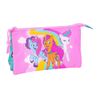 Safta My Little Pony Magic - Portatodo Triple, Estuche Infantil, Estuche Niño, Ideal Para Niños En Edad Escolar, Cómodo Y Versátil, Calidad Y Resistencia, 22x3x12 Cm, Color Rosa/turquesa