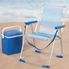 Pack 2 Sillas De Playa Plegables Aktive 44x45x76 Cm, Rayas Azul Y Blanco