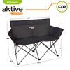 Sofá De Camping Plegable Para 2 Personas Aktive Acero Y Polietileno, 107x63x88 Cm, Máx. 220 Kg (110 Kg Por Asiento), Negro