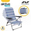 Silla Playa Plegable Baja 5 Posiciones A Rayas Azules Y Grises Aktive