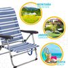 Silla Playa Plegable Baja 5 Posiciones A Rayas Azules Y Grises Aktive