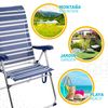 Silla Playa Plegable Alta 5 Posiciones A Rayas Azules Y Grises Aktive