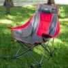 Silla Mecedora Plegable De Acero Y Poliéster 51x100x97 Cm - Aktive. Gris Y Rojo