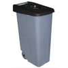 Contenedor Denox Reciclo Con Ruedas Y Tapa Abierta 110 Litros Negro