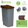 Contenedor Denox Reciclo Con Ruedas Y Tapa Cerrada 85 Litros Marrón