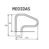 Pasamanos Baranda De Bajada Para Piscina L.1219mm A.inox Aisi 316l Dos Puntos De Apoyo Un Escalón Con Tramo Recto De 203 Mm