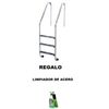 Escalera Piscina Estándar Fx 3 Peldaños Antideslizantes Acero Inoxidable Aisi 304 Con Anclajes Con Toma De Tierra. Regalo Limpiador De Acero