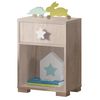 Mesita Noche Shine Dormitorio Infantil Color Roble 1 Cajon Estrella Blanca Habitacion Juvenil 40x33x56