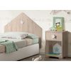 Mesita Noche Shine Dormitorio Infantil Color Roble 1 Cajon Estrella Blanca Habitacion Juvenil 40x33x56