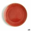 Plato Llano Ariane Terra Cerámica Rojo Ø 18 Cm (12 Unidades)