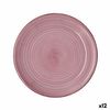 Plato Llano Quid Vita Peoni Cerámica Rosa Ø 27 Cm (12 Unidades)