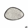 Plato Llano Ariane Rock Triangular Cerámica Negro Ø 29 Cm (6 Unidades)