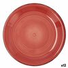 Plato Llano Quid Vita Cerámica Rojo (ø 27 Cm) (12 Unidades)