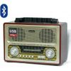 Radio Estéreo Con Bluetooth, Lector De Usb Y Tarjetas De Memoria Sd/tf, Diseño Retro Color Madera (27 X 19 X 12,5 Cm)