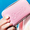 Funda Para Cámara Contacta O Disco Duro + Correa De Mano Estampada Smile Sweet Kawaii Rosa