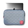 Pack De Funda Para Portátil Y Tablet Hasta 13 Y 14 Pulgadas + Ratón Inalámbrico Rojo Smile Kimono Estampado Japonés Seigaiha Neopreno Azul Y Blanco