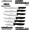 Arcos Juego Cuchillos Cocina Profesionales| Cuchillos Cocina Profesional | 6 Pzas | Cuchillos Acero Inoxidable Arcos | Mango Negro | Utensilios De Cocina Arcos | Serie Niza | Apto Lavavajillas