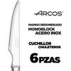 Arcos Juego Cuchillos Carne | 6 Piezas | Cuchillo Chuleteros | Mango Plano Clásico | Monobock | Cuchillos Carne Arcos | | Hoja 110 Mm | Cubiertos Acero Inoxidable | Caja Envase Ecológico