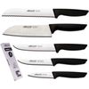 Arcos Juego Cuchillos Cocina Profesionales| Cuchillos Cocina Profesional | 5 Pzas | Cuchillos Acero Inoxidable Arcos | Mango Negro | Utensilios De Cocina | Cuchillo Japones Santoku | Lavavajillas