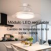 Ventilador De Techo Con Luz Led Galaxy Aspas Retractil Que Se Esconden Aspas Ocultas Transparentes Super Silencioso, Con Mando A Distancia (blanco)