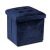 Puff Ottoman Velvet Azul 38 X 38 X 38 Cm