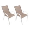 Set De 2 Sillas De Jardín Apilables - Asiento En Metal Y Tela Para Exteriores - Ideal Para Jardín, Balcón O Terraza - Blanco/marrón