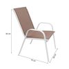 Set De 2 Sillas De Jardín Apilables - Asiento En Metal Y Tela Para Exteriores - Ideal Para Jardín, Balcón O Terraza - Blanco/marrón