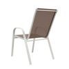 Set De 2 Sillas De Jardín Apilables - Asiento En Metal Y Tela Para Exteriores - Ideal Para Jardín, Balcón O Terraza - Blanco/marrón