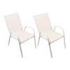 Set De 2 Sillas De Jardín Apilables - Asiento En Metal Y Tela Para Exteriores - Ideal Para Jardín, Balcón O Terraza - Blanco/blanco