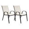 Set De 2 Sillas De Jardín Apilables - Asiento En Metal Y Tela Para Exteriores - Ideal Para Jardín, Balcón O Terraza - Negro/blanco